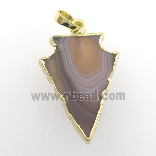 botswana Agate pendant, arrowhead, gold plated