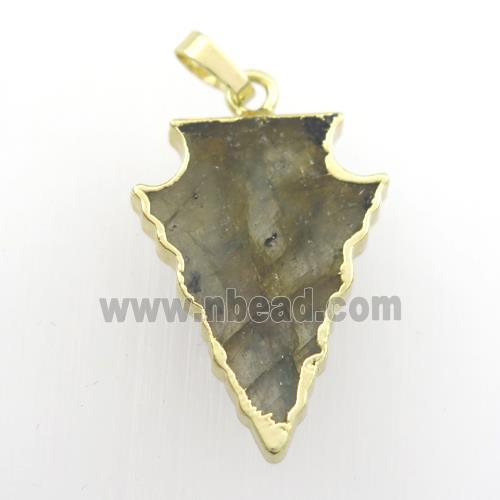 Labradorite pendant, arrowhead, gold plated