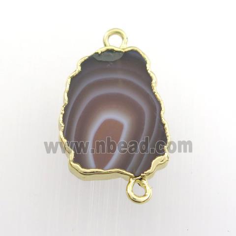botswana agate connector, berry, gold plated