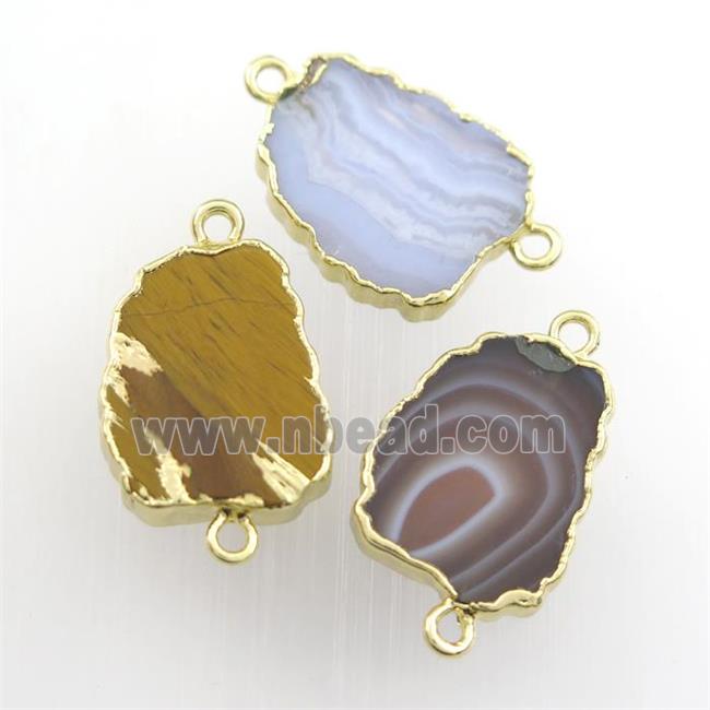 mixed gemstone connector, berry, gold plated
