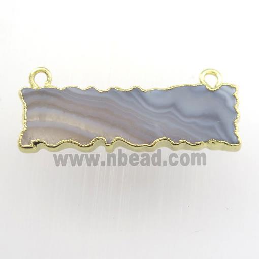 blue lace agate pendant, rectangle, gold plated