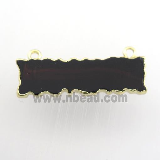 black onyx agate pendant, rectangle, gold plated