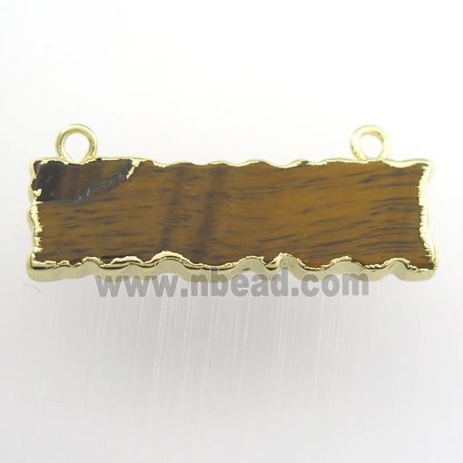 yellow Tiger eye stone pendant, rectangle, gold plated
