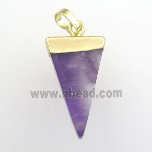 Amethyst pendant, triangle, gold plated