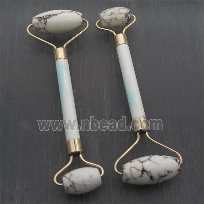 white Turquoise Roller GuaSha Massage Tools, gold plated
