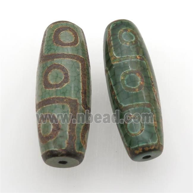 green Tibetan Dzi rice Beads, eye
