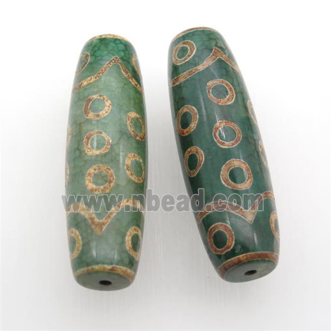 green Tibetan Dzi rice Beads, eye
