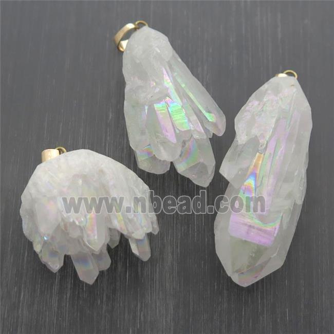 white AB-color Crystal Quartz pendants