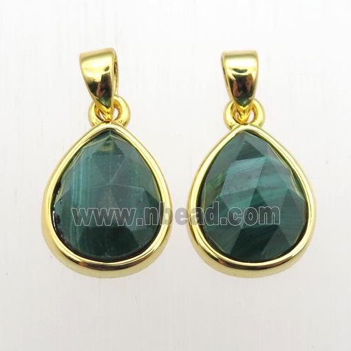 green Malachite teardrop pendants