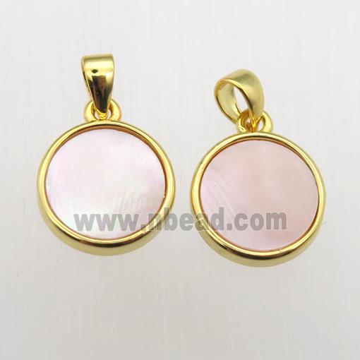 pink Queen Shell circle pendants