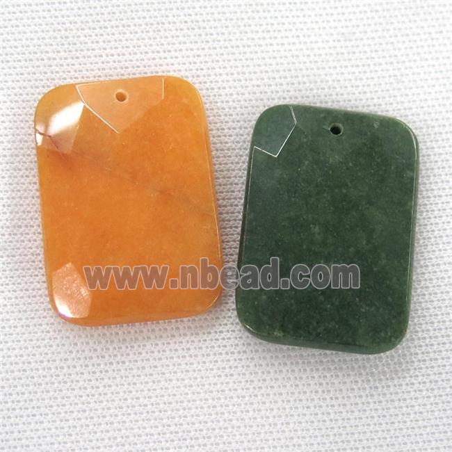 Agate pendants, faceted rectangle, mixed color
