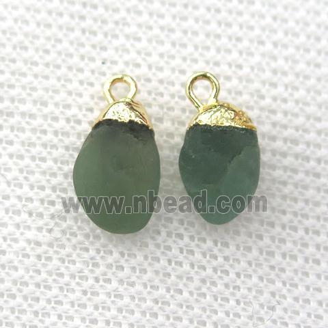 green Emerald pendant, freeform, gold plated