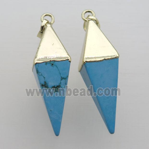 blue turquoise pendulumn pendant, gold plated