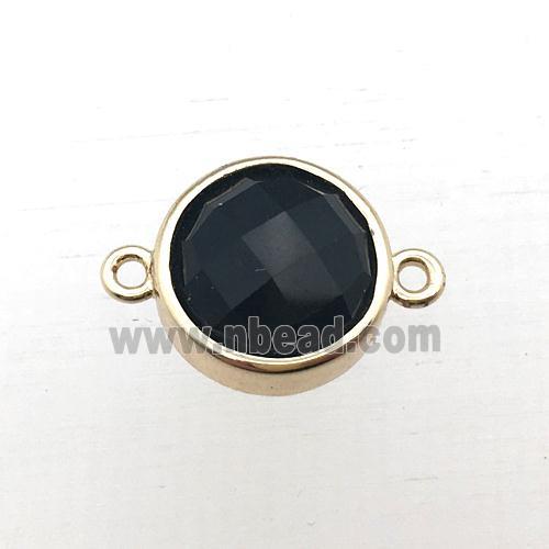 black onyx agate circle connector