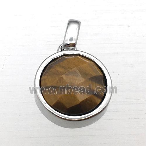 yellow Tiger eye stone circle pendant
