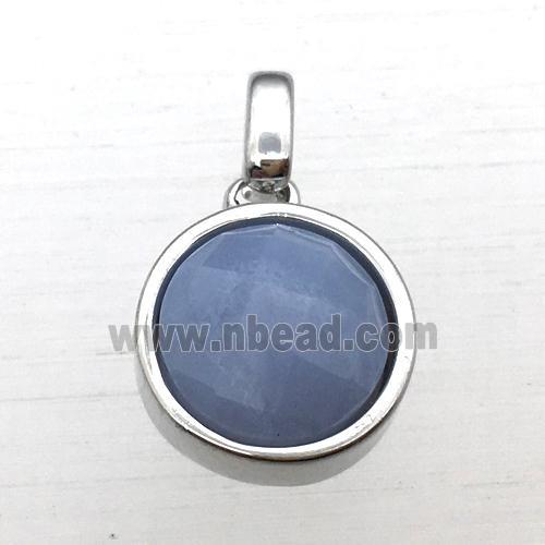 blue lace agate circle pendant