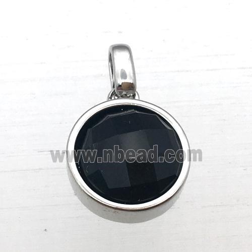 black Onyx Agate circle pendant