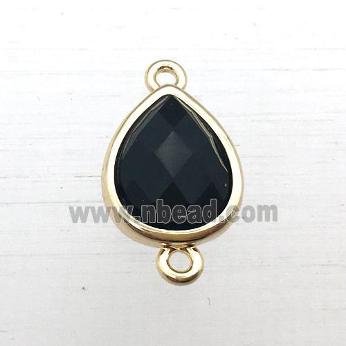 black Onyx Agate teardrop connector