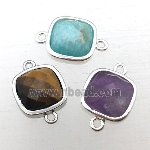 mixed Gemstone square connector