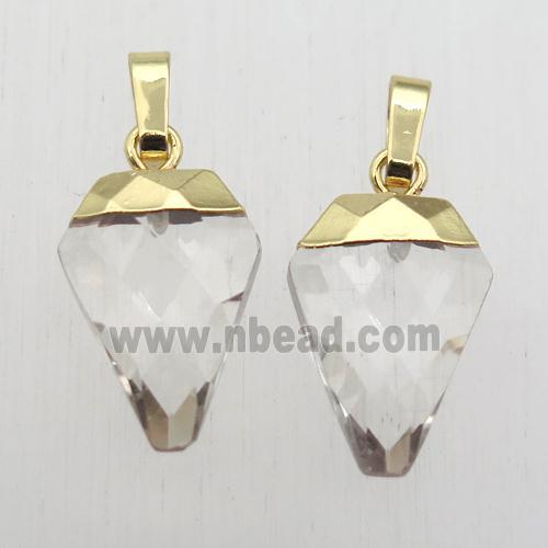 crystal glass arrowhead pendant, gold plated