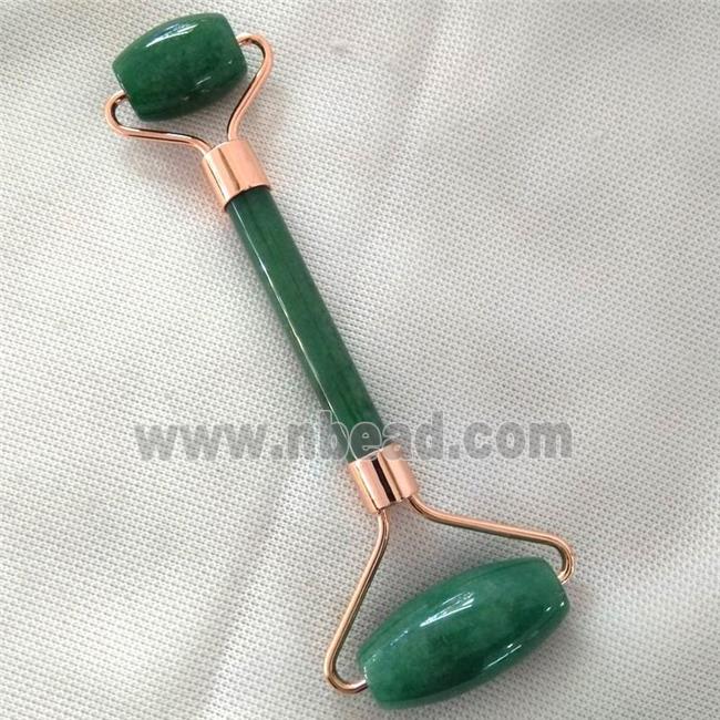 green Aventurine Roller GuaSha Massage Tools, rose gold