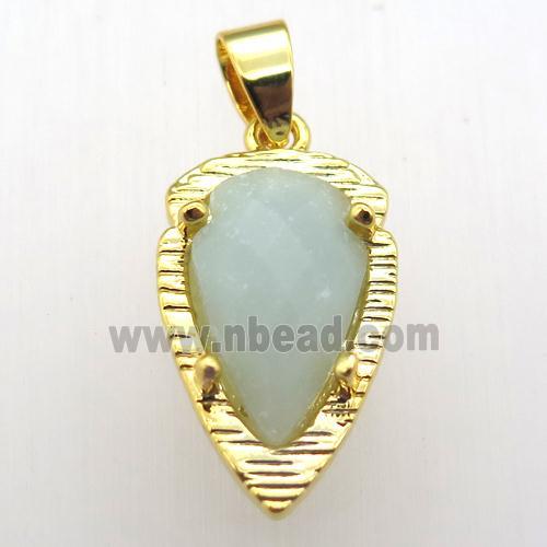 Chinese Amazonite teardrop pendant, gold plated