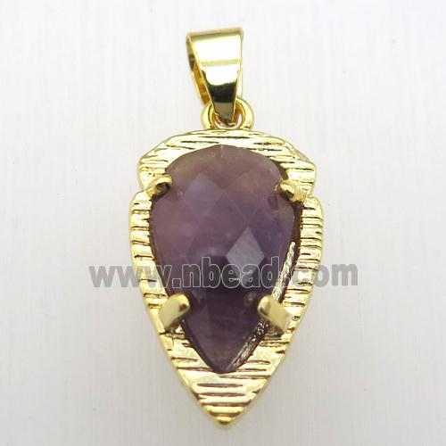 purple Amethyst teardrop pendant, gold plated