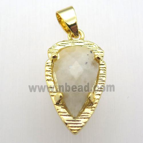 white moonstone teardrop pendant, gold plated