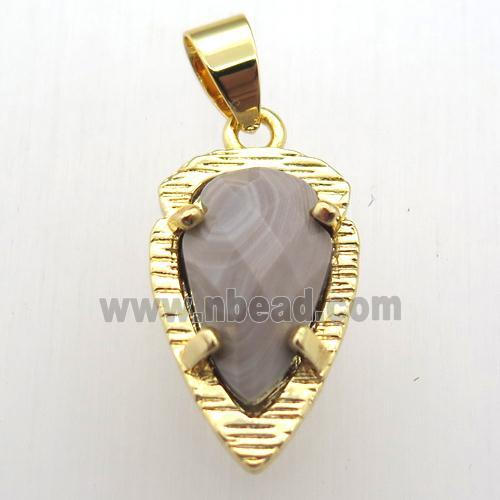 wooden jasper teardrop pendant, gold plated