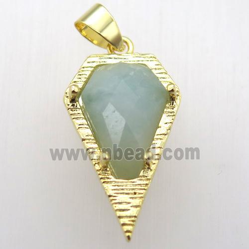 amazonite teardrop pendant, gold plated