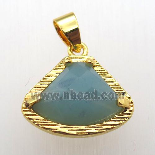 Amazonite fan pendant, gold plated
