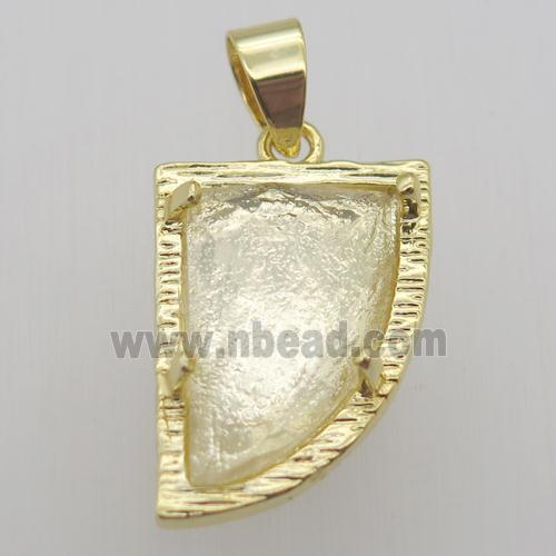 clear quartz horn pendant, gold plated