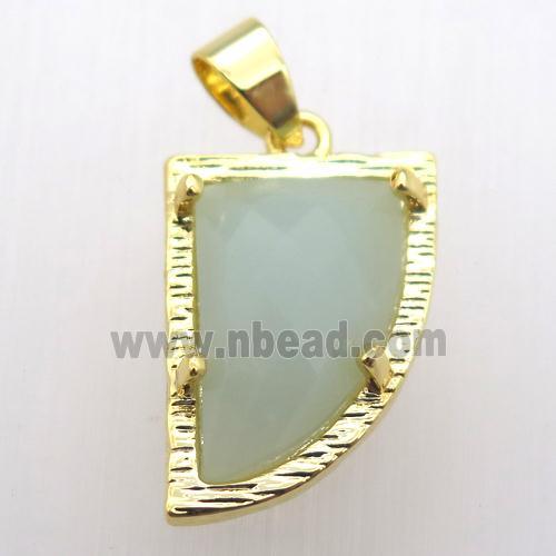 amazonite horn pendant, gold plated