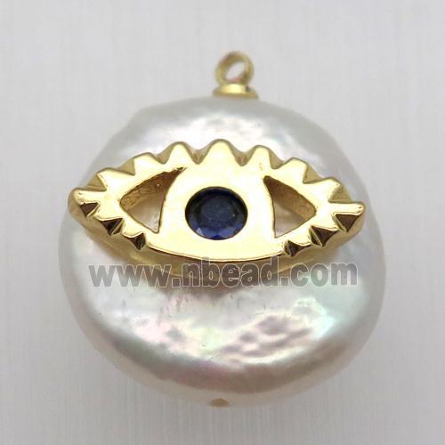 Natural pearl pendant with eye