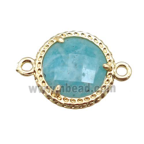 green Amazonite circle connector, gold plated