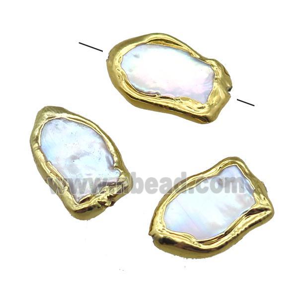 natural pearl beads, fish, gold plated