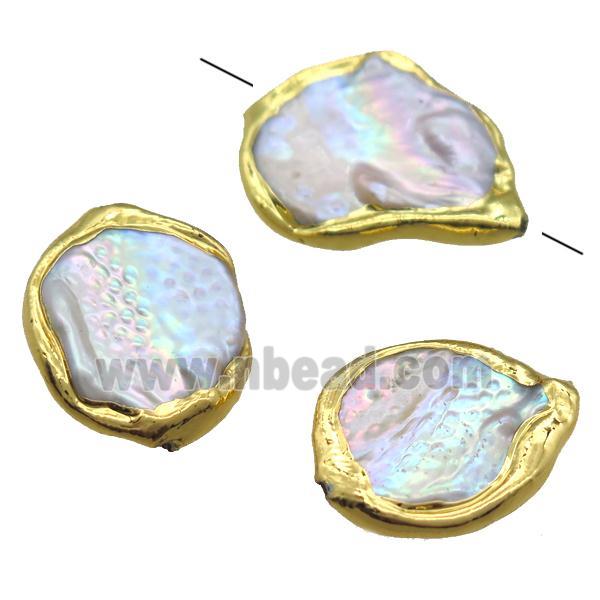 natural pearl beads, slice, gold plated
