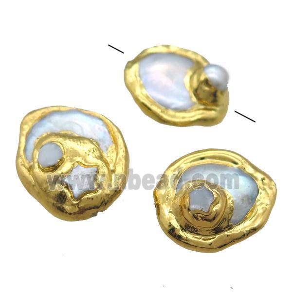 natural pearl beads, gold plated