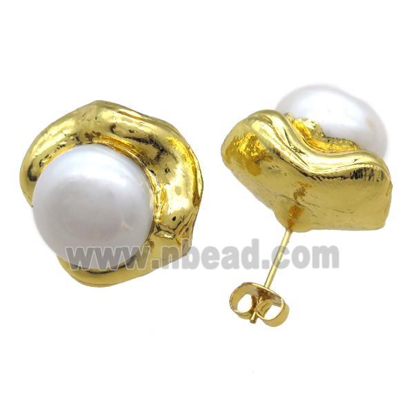 natural pearl studs Earrings, gold plated
