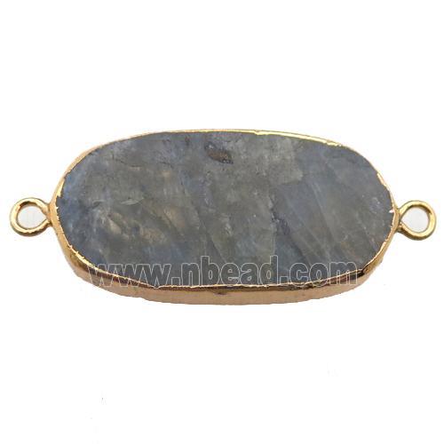 Labradorite oval connector, gold plated