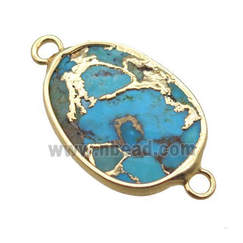 blue African Turquoise connector, gold plated