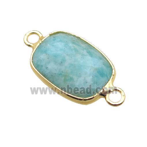 green Amazonite rectangle connector, faceted oblong