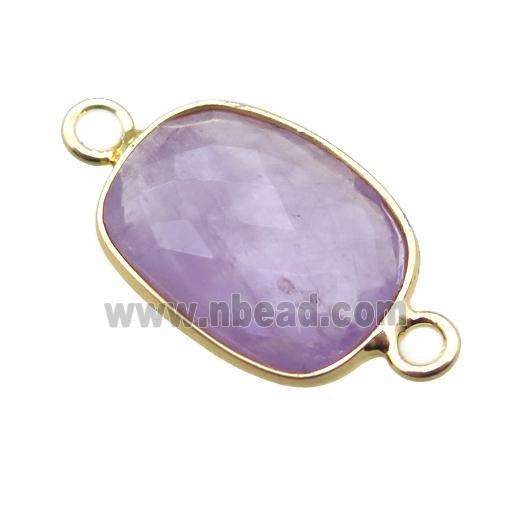 purple Amethyst connector, faceted rectangle