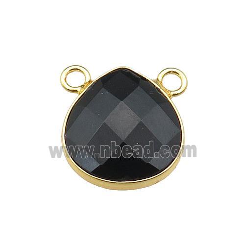 black Onyx Agate teardrop pendant with 2loops