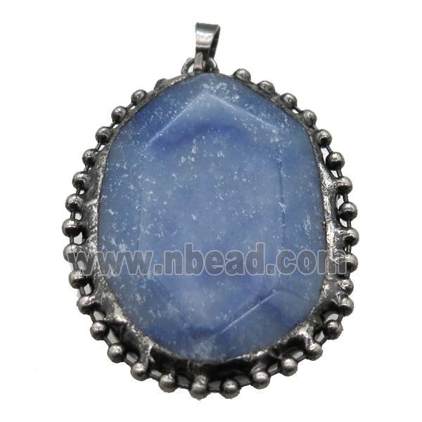 blue Aventurine pendant, black plated