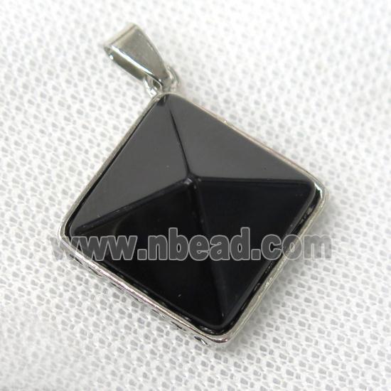 black Onyx Agate pyramid pendant