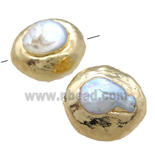 Baroque style Pearl beads, gold plated