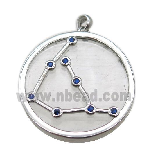 Clear Quartz Capricorn pendant, circle