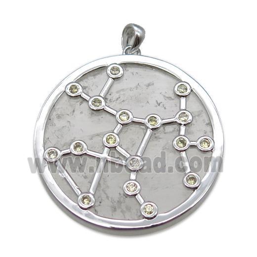 Clear Quartz Sagittarius pendant, circle