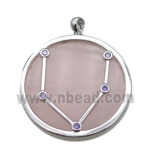 Rose Quartz Pisces pendant, circle